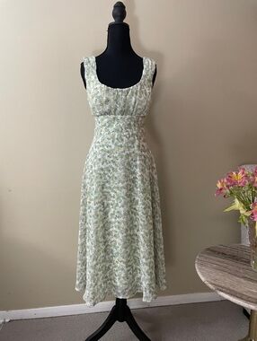 connected apparel Soft Green Floral Midi Dress